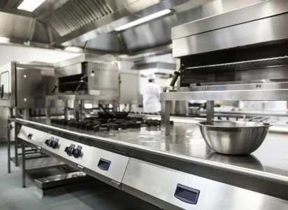 Work,Surface,And,Kitchen,Equipment,In,Professional,Kitchen