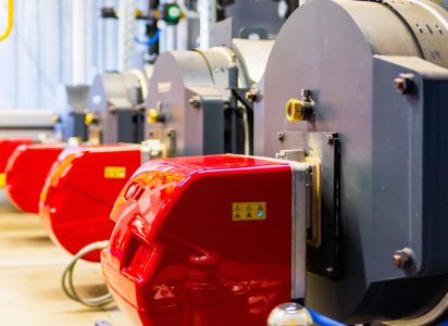 Modern,Boiler,Room,Equipment,-,High,Power,Boiler,Burner.,Boiler